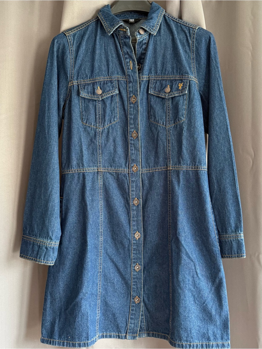 Frye Denim Button Front Long Sleeve Shirt Dress NWOT Blue Jean Dress